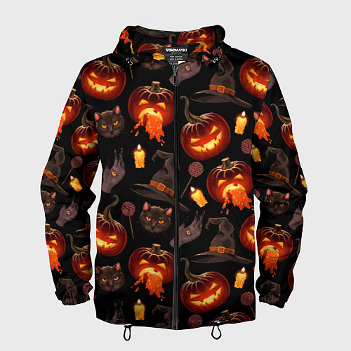 Мужская ветровка Хэллоуин цветной паттерн / 3D-Черный – фото 1