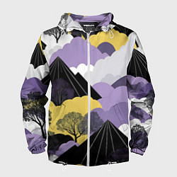 Ветровка с капюшоном мужская Япония горы, цвет: 3D-белый