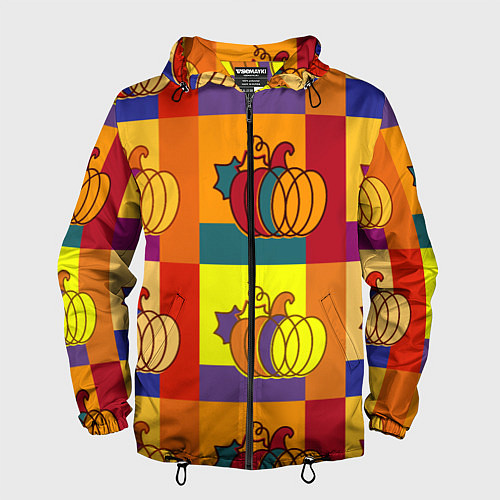 Мужская ветровка Тыква разноцветная / 3D-Черный – фото 1