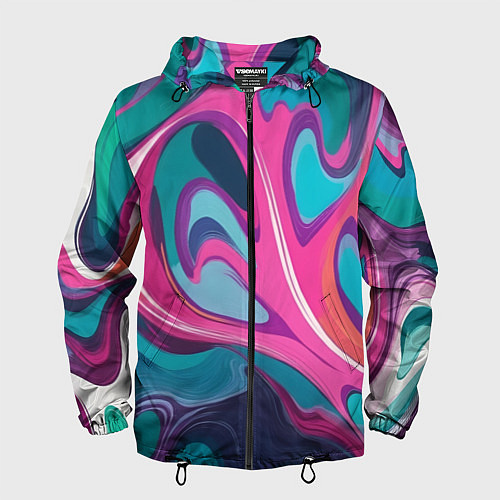 Мужская ветровка Эбру краска / 3D-Черный – фото 1