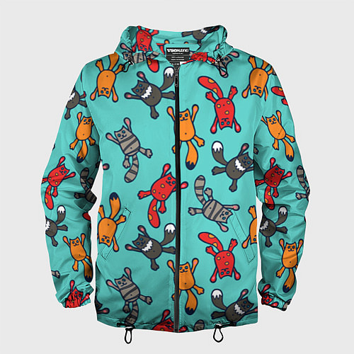 Мужская ветровка Цветные котики паттерн / 3D-Черный – фото 1