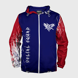 Ветровка с капюшоном мужская Velial squad - red abstract, цвет: 3D-белый