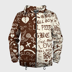 Ветровка с капюшоном мужская Lil peep retro pattern, цвет: 3D-черный