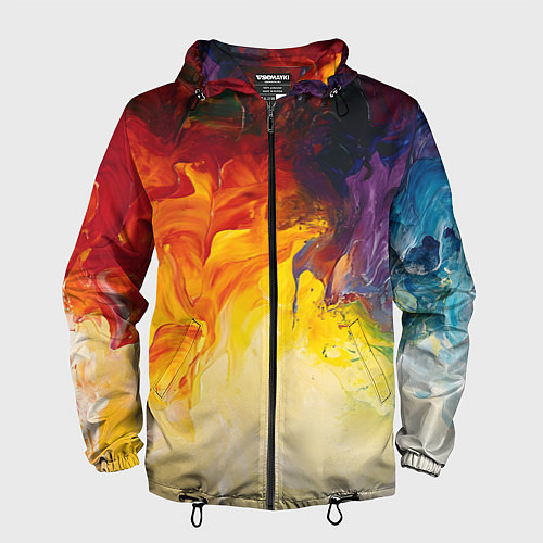 Мужская ветровка Подтеки масляных красок / 3D-Черный – фото 1