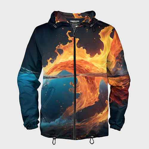 Мужская ветровка Вода и огонь / 3D-Черный – фото 1