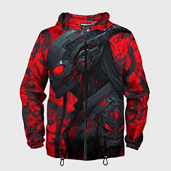 Ветровка с капюшоном мужская Девушка в стиле киберпанк, цвет: 3D-черный
