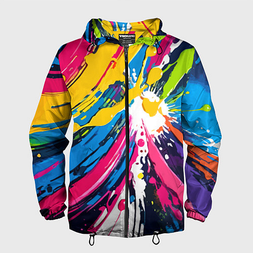 Мужская ветровка Красочная абстракция - экспрессионизм / 3D-Черный – фото 1