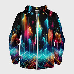 Ветровка с капюшоном мужская Neon fantastic metropolis - vaporwave, цвет: 3D-белый