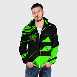 Ветровка с капюшоном мужская Razer geometry game, цвет: 3D-белый — фото 2