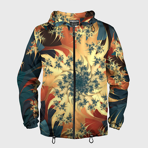 Мужская ветровка Оптические узоры фракталы / 3D-Черный – фото 1