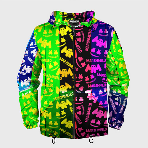 Мужская ветровка Marshmello pattern neon steel / 3D-Черный – фото 1