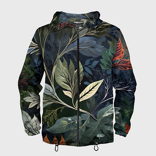 Мужская ветровка Объемные листья / 3D-Черный – фото 1