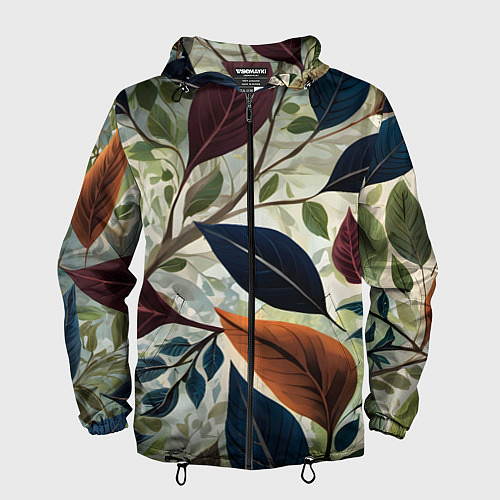 Мужская ветровка Листья искусство / 3D-Черный – фото 1