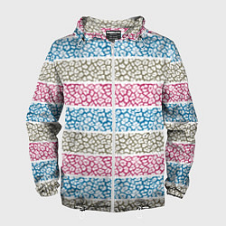 Мужская ветровка Горизонтальные разноцветные полосы с тигровым узор