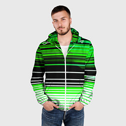 Ветровка с капюшоном мужская Разноцветные вертикальные линии, цвет: 3D-белый — фото 2