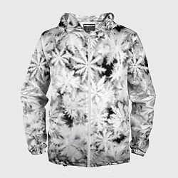 Ветровка с капюшоном мужская Рождественский мороз на стекле, цвет: 3D-белый