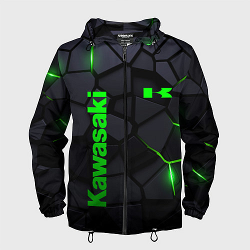 Мужская ветровка Kawasaki - плиты с эффектом свечения / 3D-Черный – фото 1