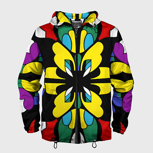 Мужская ветровка Яркий калейдоскоп / 3D-Черный – фото 1