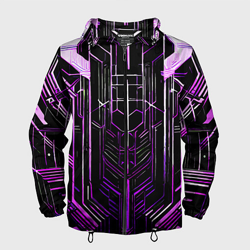 Мужская ветровка Purple lines on a black background / 3D-Черный – фото 1