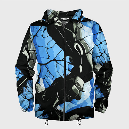 Мужская ветровка Чёрные линии на чёрно-синем фоне / 3D-Черный – фото 1