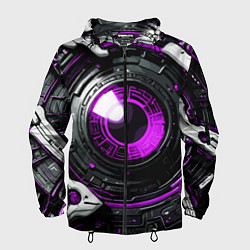 Ветровка с капюшоном мужская Фиолетовая сфера киберпанк, цвет: 3D-черный