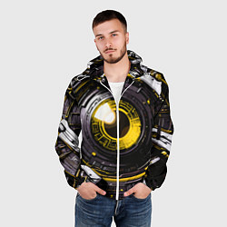 Ветровка с капюшоном мужская Жёлтая сфера киберпанк, цвет: 3D-белый — фото 2