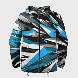 Мужская ветровка Чёрно-сине-белая абстракция