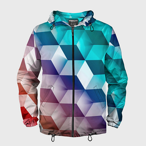 Мужская ветровка Объёмные разноцветные градиентные кубы / 3D-Черный – фото 1