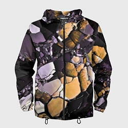 Ветровка с капюшоном мужская Чёрно-жёлтый камень, цвет: 3D-черный
