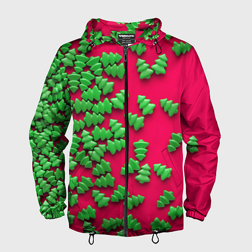 Мужская ветровка Веселые елочки / 3D-Черный – фото 1