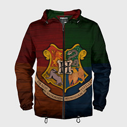 Ветровка с капюшоном мужская Hogwarts emblem, цвет: 3D-черный