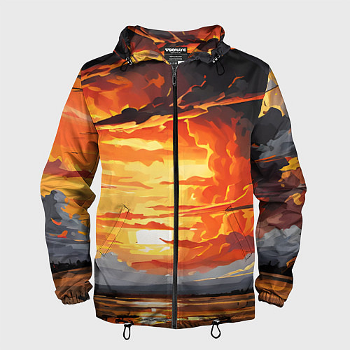 Мужская ветровка Багровый закат / 3D-Черный – фото 1