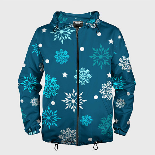 Мужская ветровка Резные снежинки / 3D-Черный – фото 1