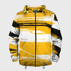 Мужская ветровка Горизонтальные чёрно-белые линии на жёлтом фоне