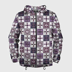 Мужская ветровка Серый сиреневый геометрический узор пэчворк