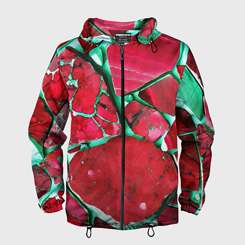 Мужская ветровка Зеленый минерал в красном камне / 3D-Черный – фото 1