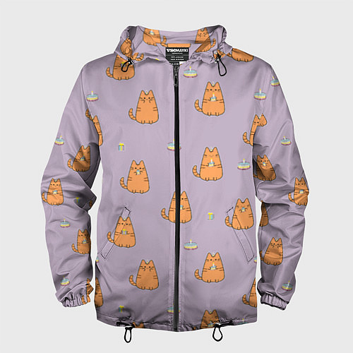 Мужская ветровка Праздничный кот Рыжинс / 3D-Черный – фото 1