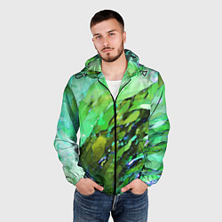 Ветровка с капюшоном мужская Зелёная абстракция, цвет: 3D-черный — фото 2