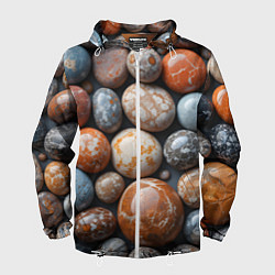 Ветровка с капюшоном мужская Мокрые камушки, цвет: 3D-белый