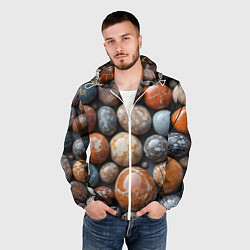 Ветровка с капюшоном мужская Мокрые камушки, цвет: 3D-белый — фото 2