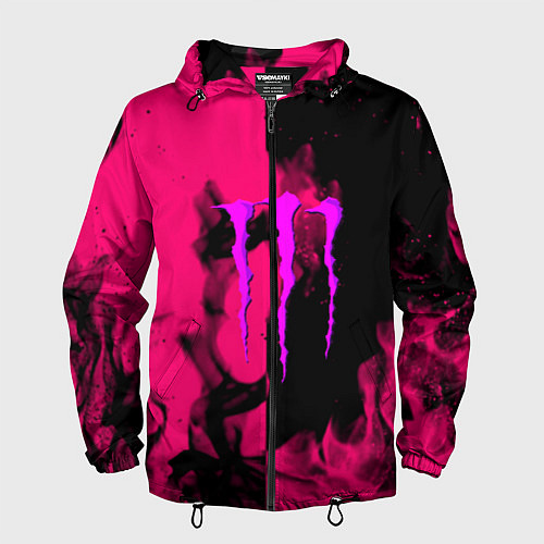 Мужская ветровка Monster energy fire pink / 3D-Черный – фото 1