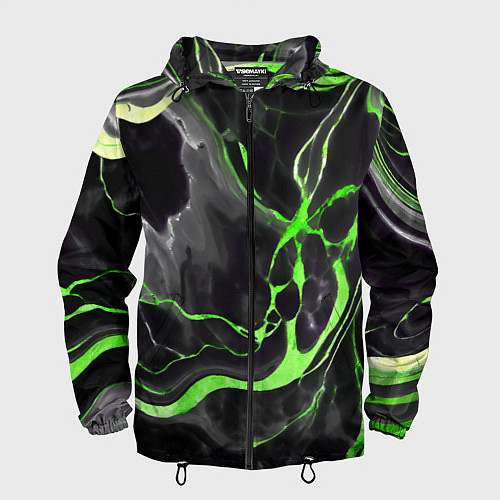 Мужская ветровка Зелёно-чёрный мрамор / 3D-Черный – фото 1