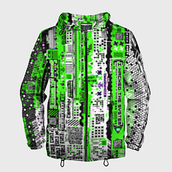Мужская ветровка Киберпанк паттерн зелёный