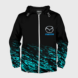 Ветровка с капюшоном мужская Mazda голубые краски, цвет: 3D-белый