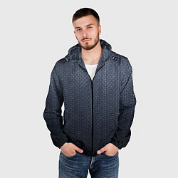 Ветровка с капюшоном мужская Тёмный серо-синий градиент текстурированный с узор, цвет: 3D-черный — фото 2