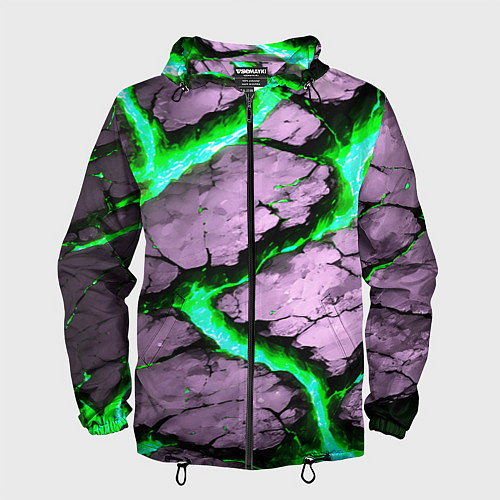Мужская ветровка Треснувший камень зелёный / 3D-Черный – фото 1