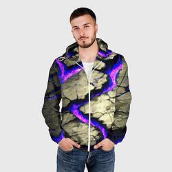 Ветровка с капюшоном мужская Треснувший камень фиолетовый, цвет: 3D-белый — фото 2