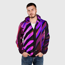 Ветровка с капюшоном мужская Фиолетово -чёрная абстракция, цвет: 3D-черный — фото 2