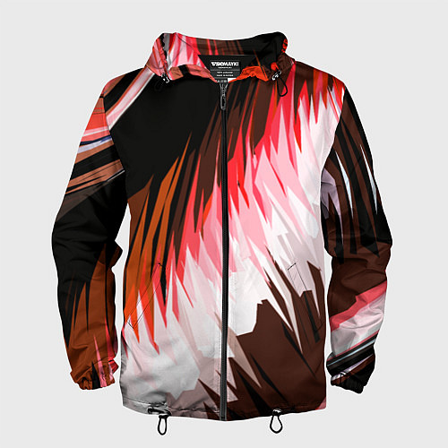 Мужская ветровка Красно-белая абстракция на чёрном фоне / 3D-Черный – фото 1