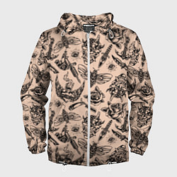 Мужская ветровка Татуировка с цикадой и демоном Они - паттерн